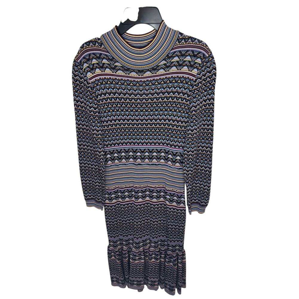 SHOSHANNA Etta Dress RTR Anthropologie Multicolor Fair Isle Stripe Sweater Sz Lg - Picture 2 of 11